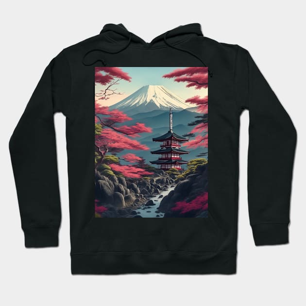 Serene Mount Fuji Sunset - Peaceful River Scenery Hoodie by star trek fanart and more